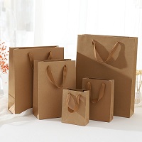 Brown Kraft Pags With Ribbon Handles